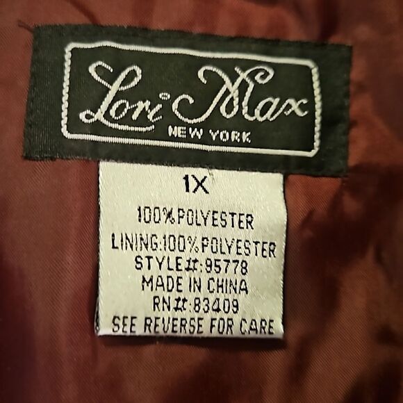 Lori Max Burgundy Evening Jacket with Rhinestones size 1X - Picture 9 of 11